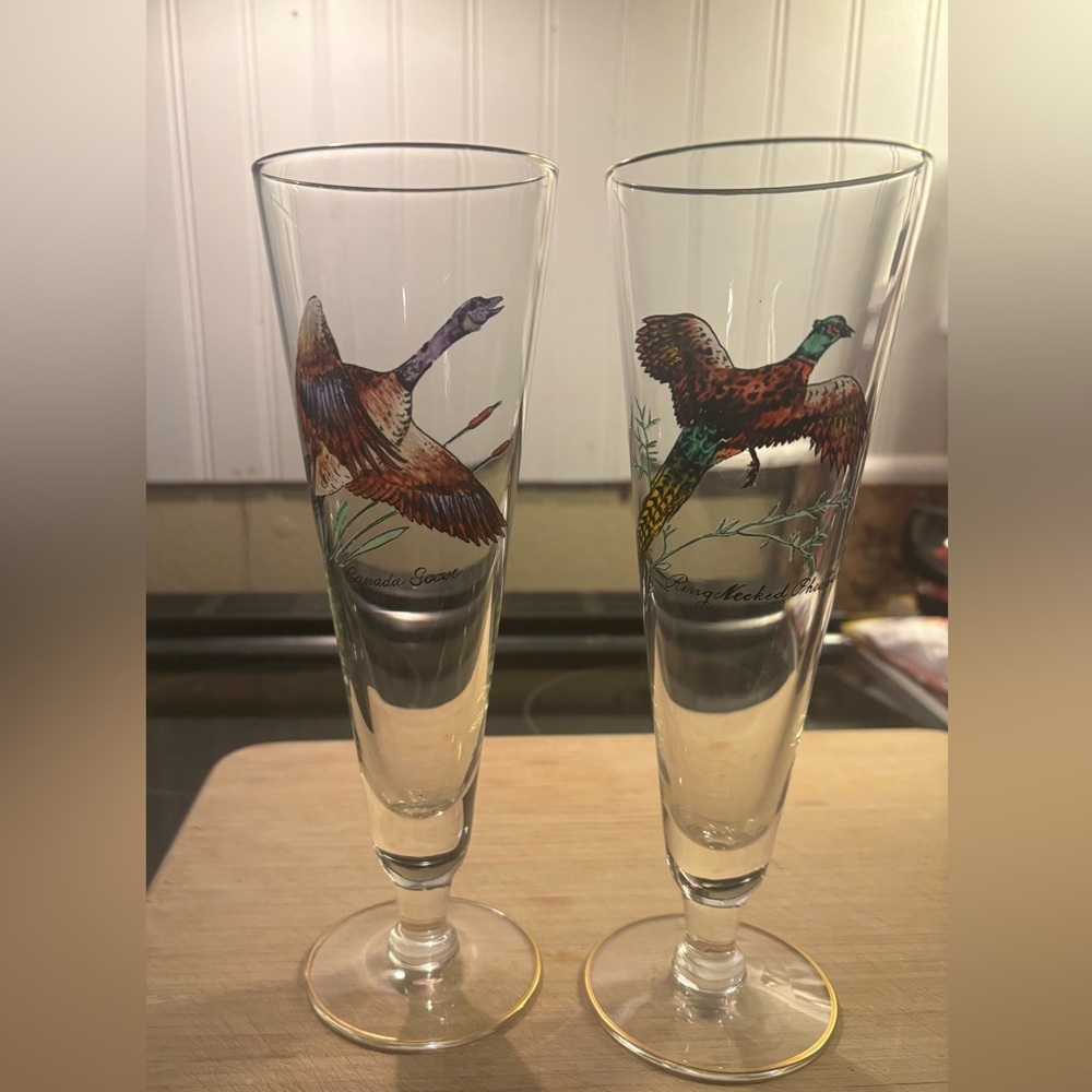2 Vintage federal glass sportsman Pilsner glasses